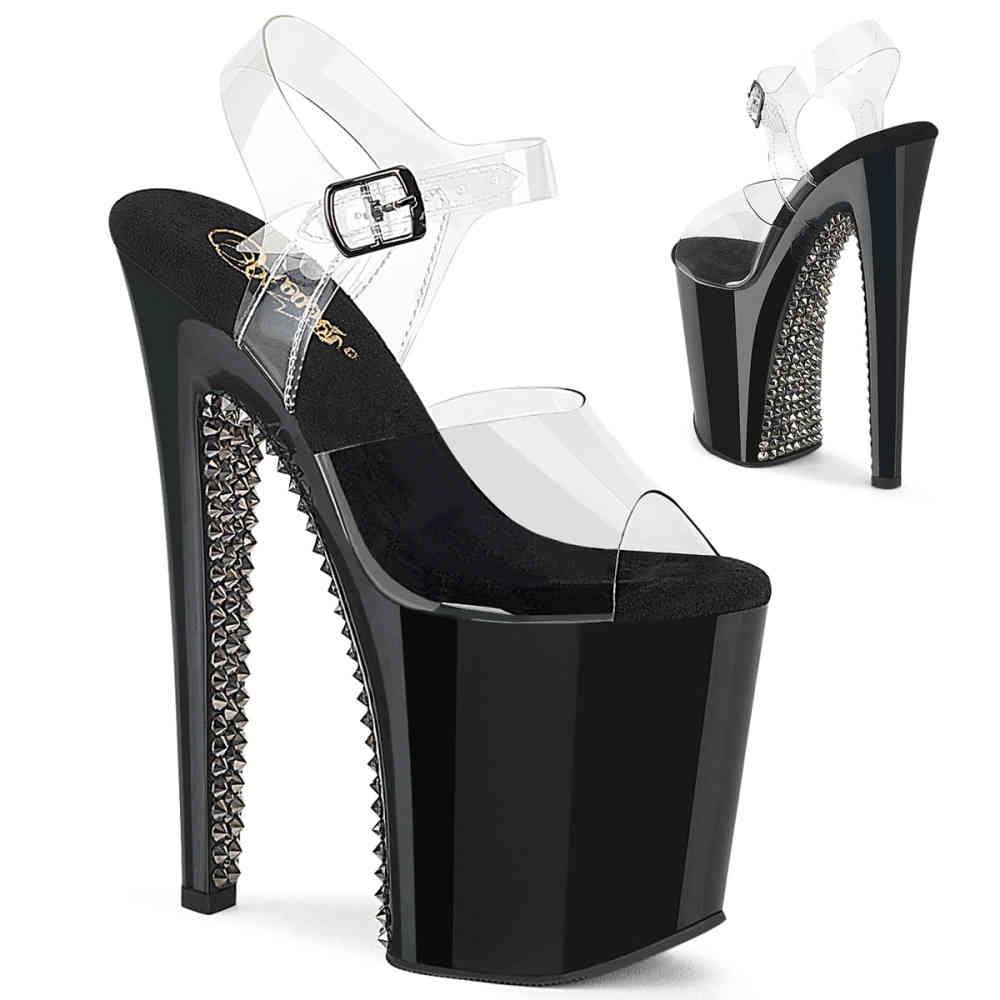 Pleaser - XTREME808SPRS Sandale à bride à la cheville, Pole dance chaussures - Transparent Product image